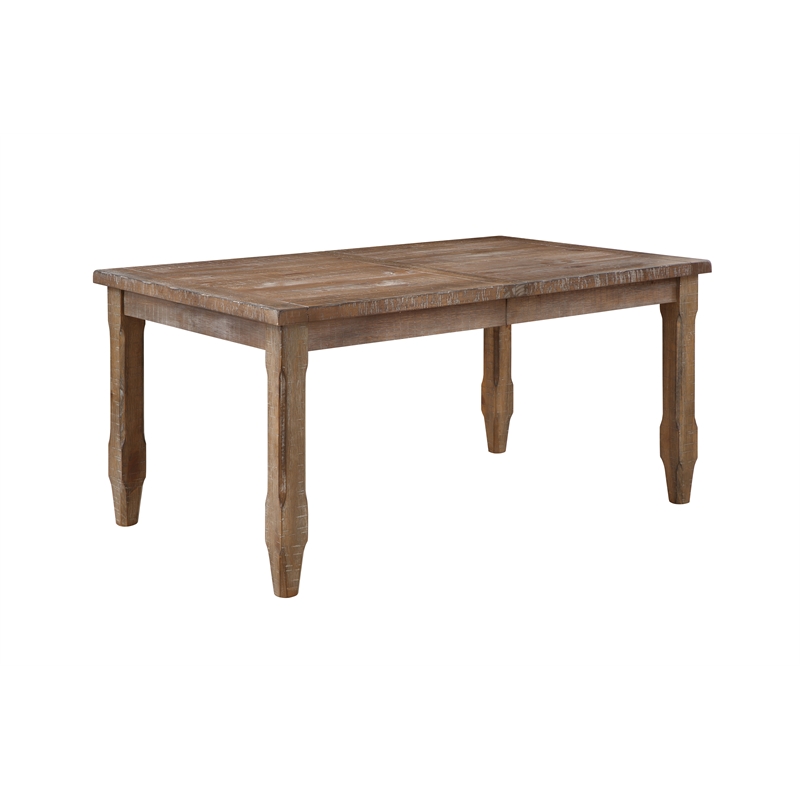Pemberly Row Leg Dining Table with 6 Wooden Side Chairs in Brown