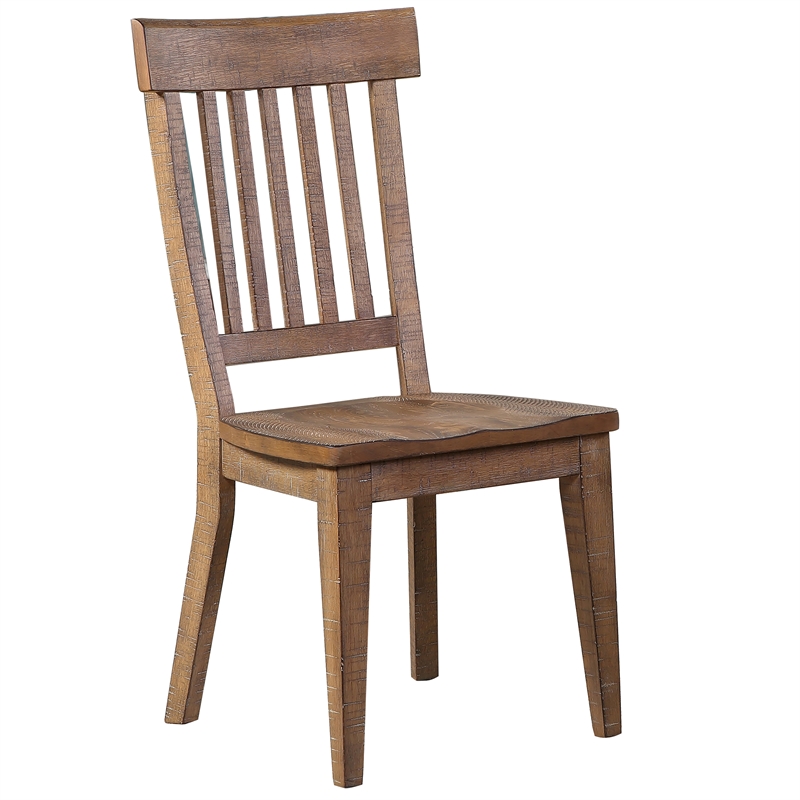 Pemberly Row Leg Dining Table with 6 Wooden Side Chairs in Brown