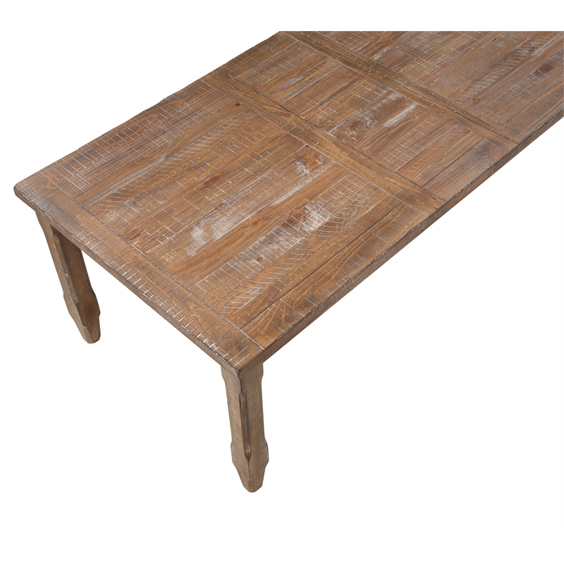 Pemberly Row Leg Dining Table with 6 Wooden Side Chairs in Brown