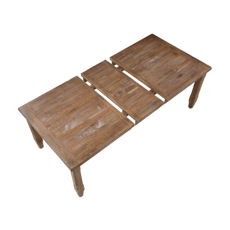 Pemberly Row Leg Dining Table with 6 Wooden Side Chairs in Brown
