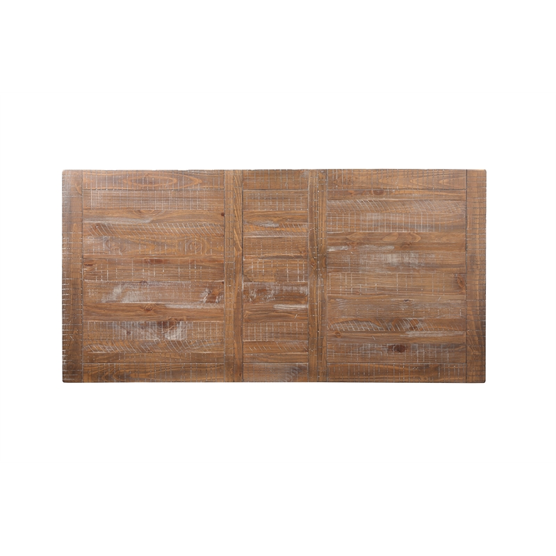 Pemberly Row Leg Dining Table with 6 Wooden Side Chairs in Brown