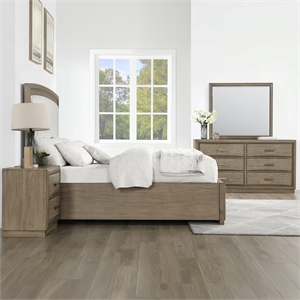 Pemberly Row Modern / Contemporary 4-Piece Queen Bedroom Set in Gray