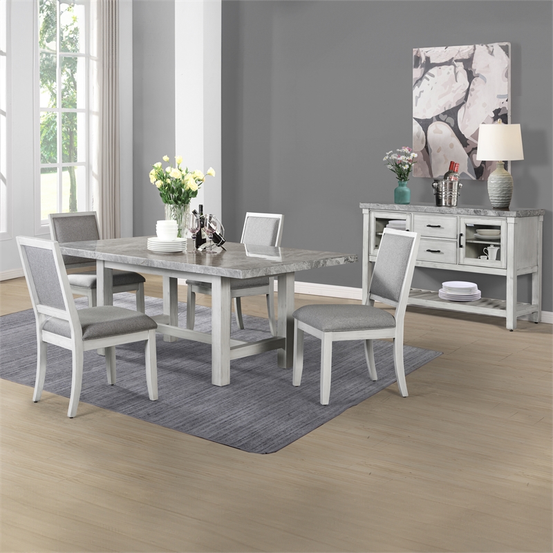 Pemberly Row Modern / Contemporary 5-piece Dining in Gray Marble