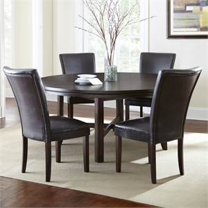 Pemberly Row Contemporary 72&quot Dining Set 5 piece with Brown Chairs