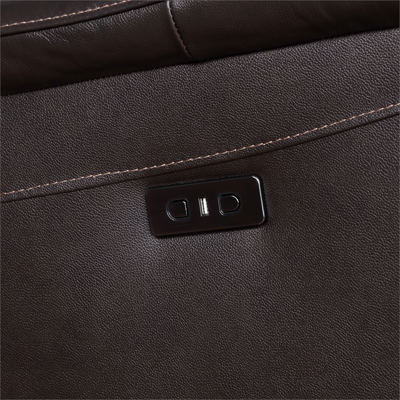 Pemberly Row 6-piece Dual-Power Leather Reclining Sectional in Chocolate