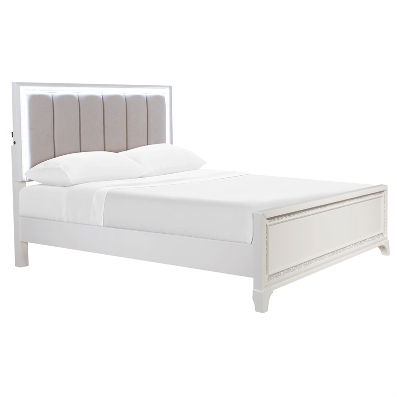 Pemberly Row Wood Modern / Contemporary King Bed in Off White