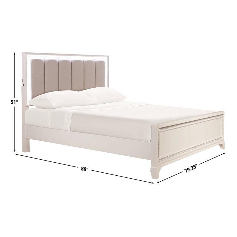 Pemberly Row Wood Modern / Contemporary King Bed in Off White