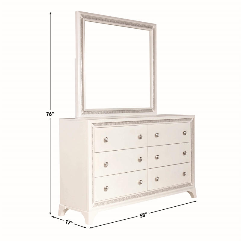 Pemberly Row Contemporary 4-Piece Queen Bedroom Set in Off White