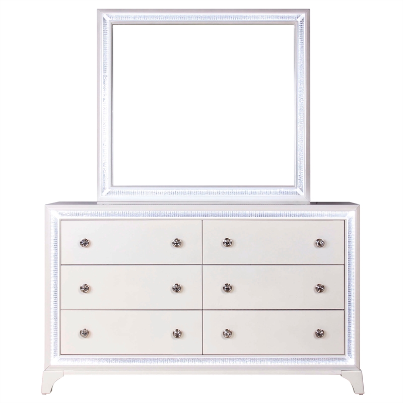 Pemberly Row Contemporary 4-Piece Queen Bedroom Set in Off White