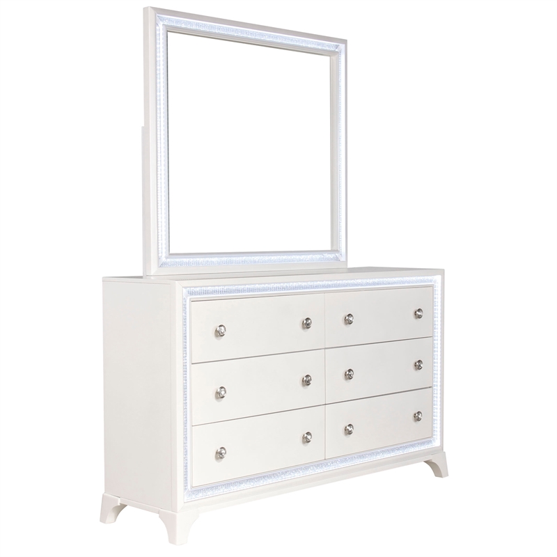 Pemberly Row Contemporary 4-Piece Queen Bedroom Set in Off White
