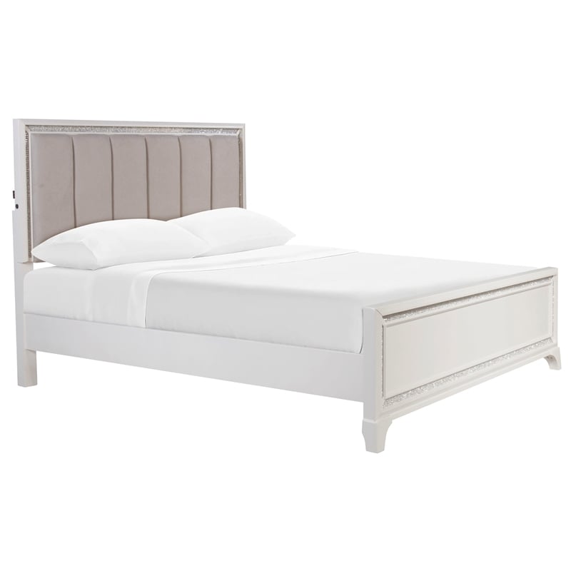 Pemberly Row Wood Modern / Contemporary Queen Bed in Off White