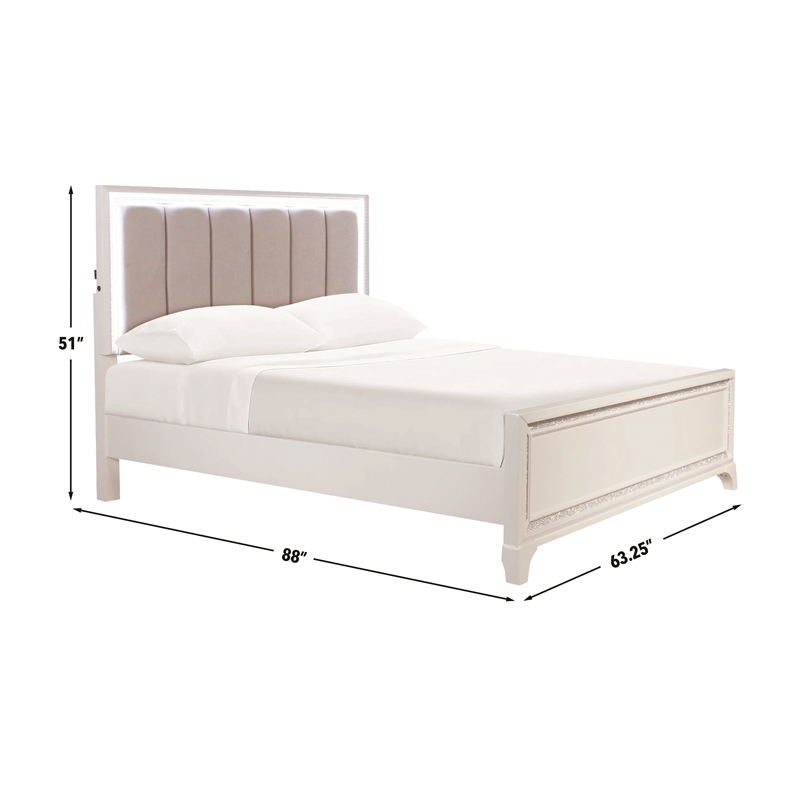 Pemberly Row Wood Modern / Contemporary Queen Bed in Off White