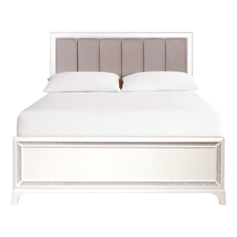 Pemberly Row Wood Modern / Contemporary Queen Bed in Off White