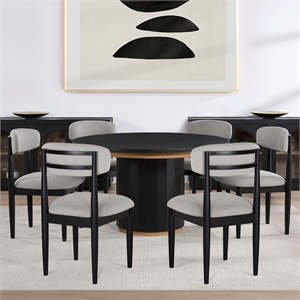Pemberly Row Contemporary 52&quot Round Dining Table in Black Finish