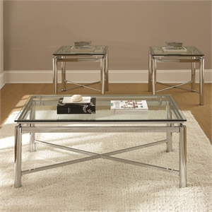 Pemberly Row Contemporary Occasional Coffee Table Set in Gray