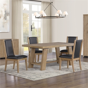 Pemberly Row Contemporary 5-piece Complete Dining Set in Brown