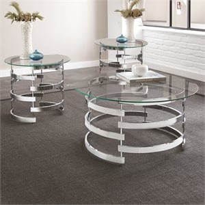 Pemberly Row Modern / Contemporary 3-piece Coffee Table Set in Gray