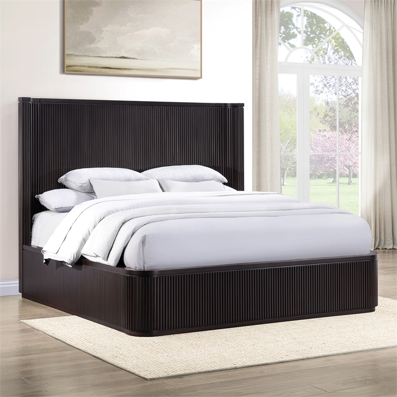 Pemberly Row Engineered Wood Contemporary Queen Bed in Espresso