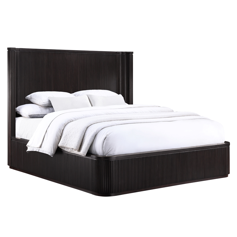 Pemberly Row Engineered Wood Contemporary Queen Bed in Espresso