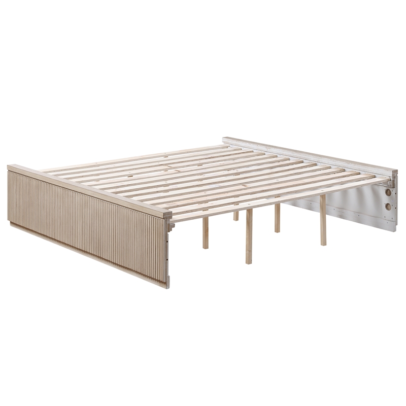 Pemberly Row Engineered Wood Contemporary King Bed in Sand/Tan