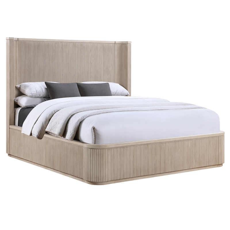 Pemberly Row Engineered Wood Contemporary Queen Bed in Sand/Tan
