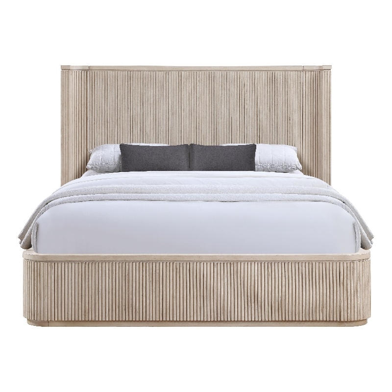 Pemberly Row Engineered Wood Contemporary Queen Bed in Sand/Tan