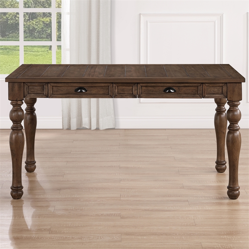 Pemberly Row Contemporary 5-Piece Complete Dining Set in Brown