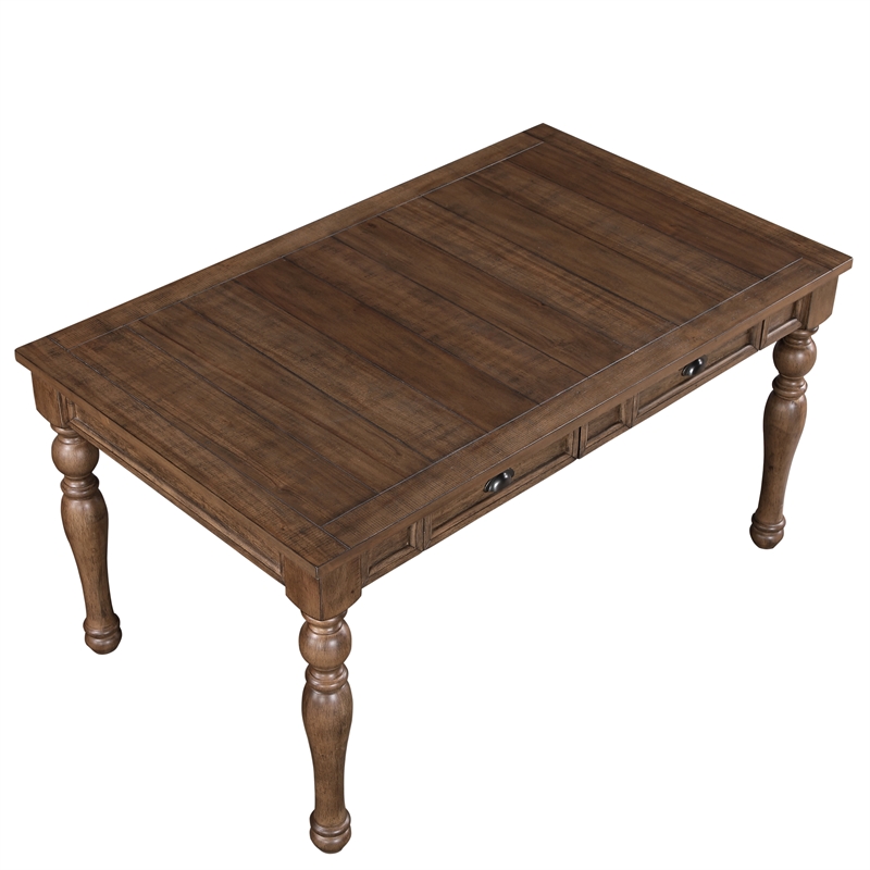 Pemberly Row Contemporary 5-Piece Complete Dining Set in Brown