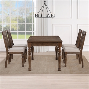 Pemberly Row Contemporary 5-Piece Complete Dining Set in Brown