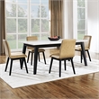 Pemberly Row Contemporary 5-Piece White Marble Dining Set in Black