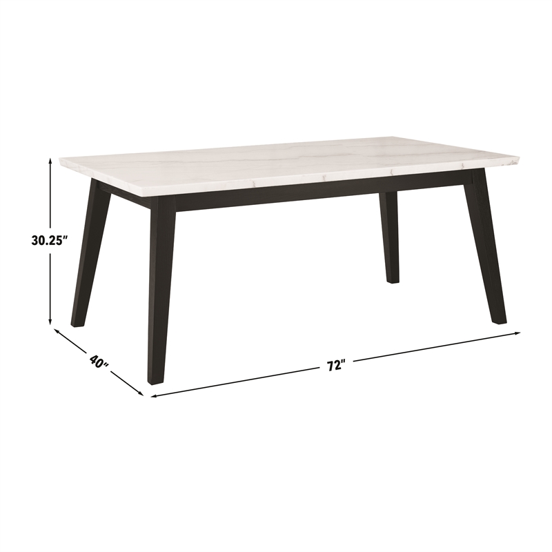 Pemberly Row Contemporary 6-Piece White Marble Dining Set in Black