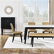 Pemberly Row Contemporary 6-Piece White Marble Dining Set in Black