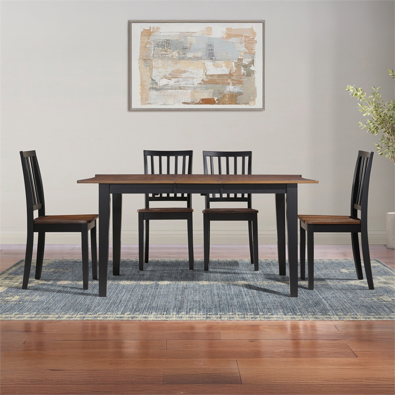 Pemberly Row Contemporary 5-piece Dining Set with 4 Chairs in Brown