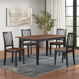 Pemberly Row Contemporary 5-piece Dining Set with 4 Chairs in Brown