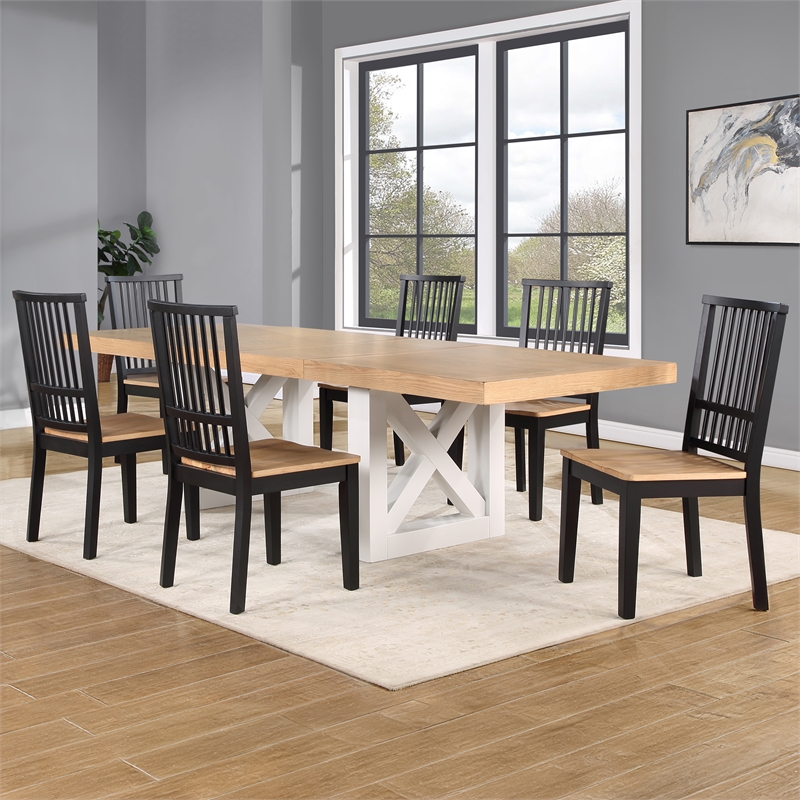 Pemberly Row 7-Piece Dining Set (Table & 6 Side Chairs) in Brown
