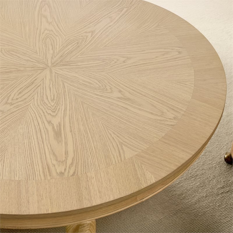 Pemberly Row Dining Table & 4 Captains Chairs in Natural/Camel