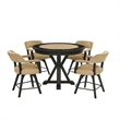 Pemberly Row Counter Table with Game Top & 4 Counter Chairs in Black/Sand