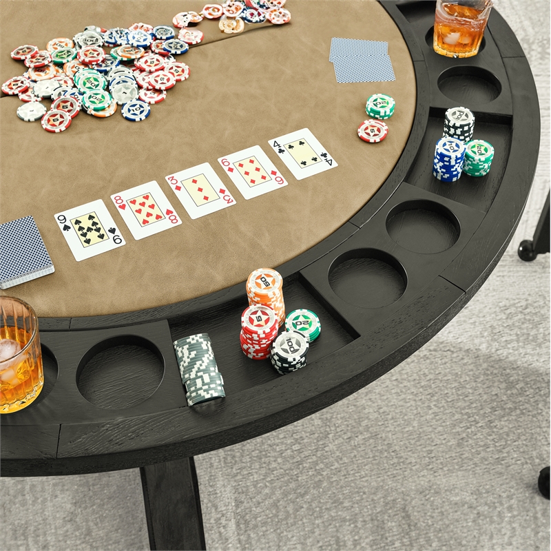 Pemberly Row Counter Table with Game Top & 4 Counter Chairs in Black/Sand