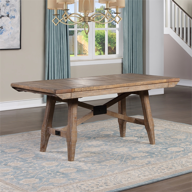 Pemberly Row Polyester Fabric Contemporary 7-piece Dining in Brown