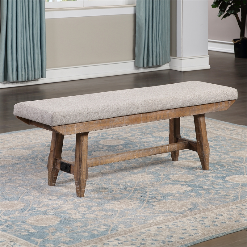 Pemberly Row Polyester Fabric Contemporary 7-piece Dining in Brown