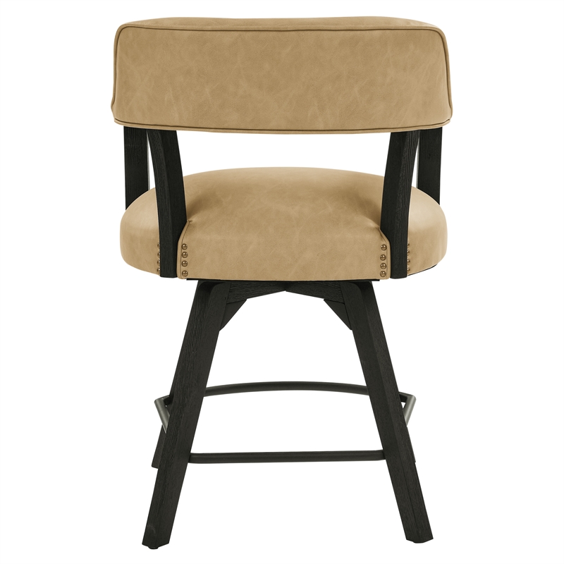 Pemberly Row 5-Pc Set of Faux Leather Swivel Counter Chairs & Dining Table