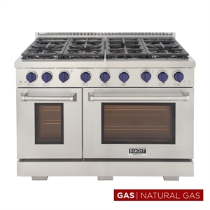 Pemberly Row 48&quot Stainless Steel Natural Gas Range with in Silver/Blue
