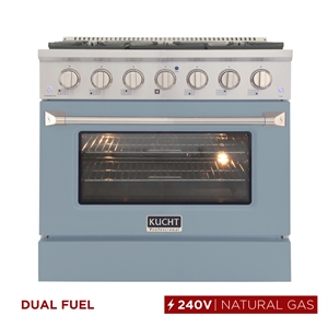 Pemberly Row 36&quot 5.2 cu. ft Dual Fuel Range Natural Gas Sealed Burners in Blue
