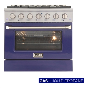 Pemberly Row 36&quot 5.2 cu. ft. Dual Fuel Range Propane Gas Sealed Burners in Blue
