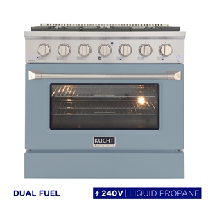 Pemberly Row 36&quot 5.2 cu. ft Dual Fuel Range Propane Gas Sealed Burners in Blue