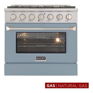 Pemberly Row 36&quot 5.2 cu. ft. Natural Gas Range w/ Convection Oven in Light Blue