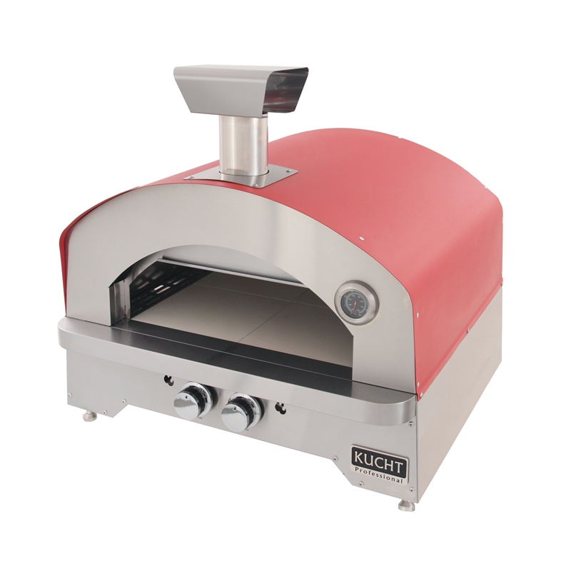 Pemberly Row Stainless Steel Outdoor Portable Propane Gas Pizza Oven in Red