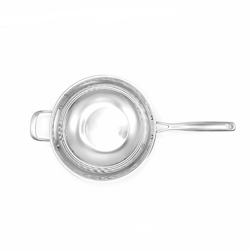 Pemberly Row Culinary Professional 3-Ply Stainless Steel Wok with Lid