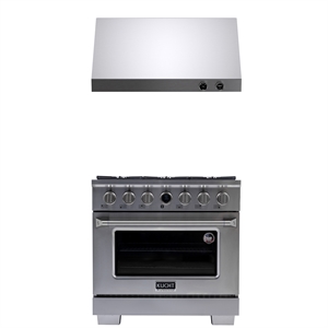 Pemberly Row 36&quot 5.2cu.ft. Dual Fuel Range Natural Gas-Under Cabinet Range Hood