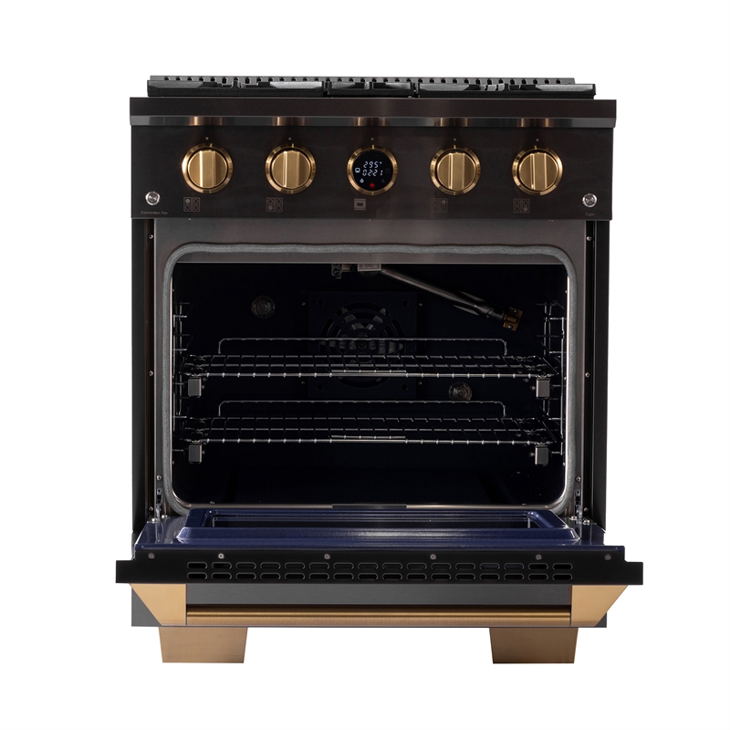 Pemberly Row Dual Fuel Range Natural Gas in Titanium Under Cabinet RangeHood
